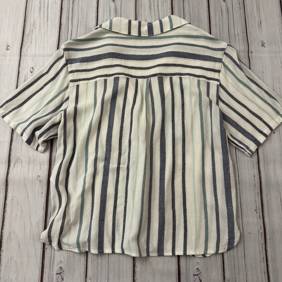 Abercrombie Fitch shirt button Stripe Blue‎ short sleeve women Small beach - Picture 5 of 5